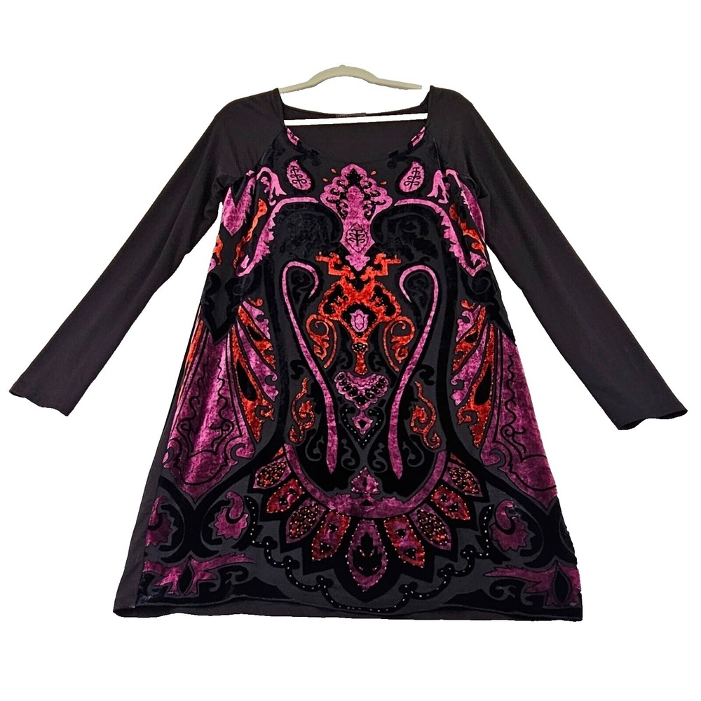 Hale Bob Silk‎ Burnout Velvet Dress Womens Medium VIDEO Whimsigoth Fairy Grunge